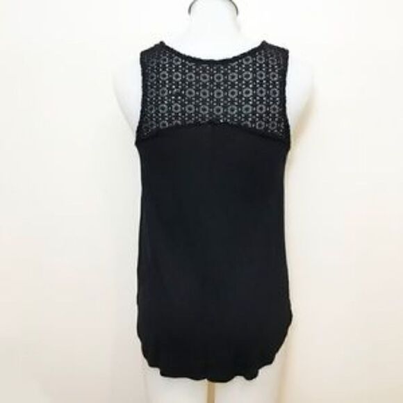 black Tank Top With Crochet Accent - Picture 2 of 5
